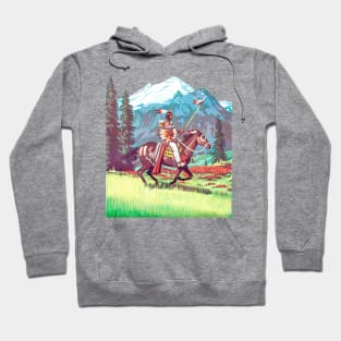 Horseback Indian American Wild West Desert Cactus Western Vintage Retro Comic Hoodie